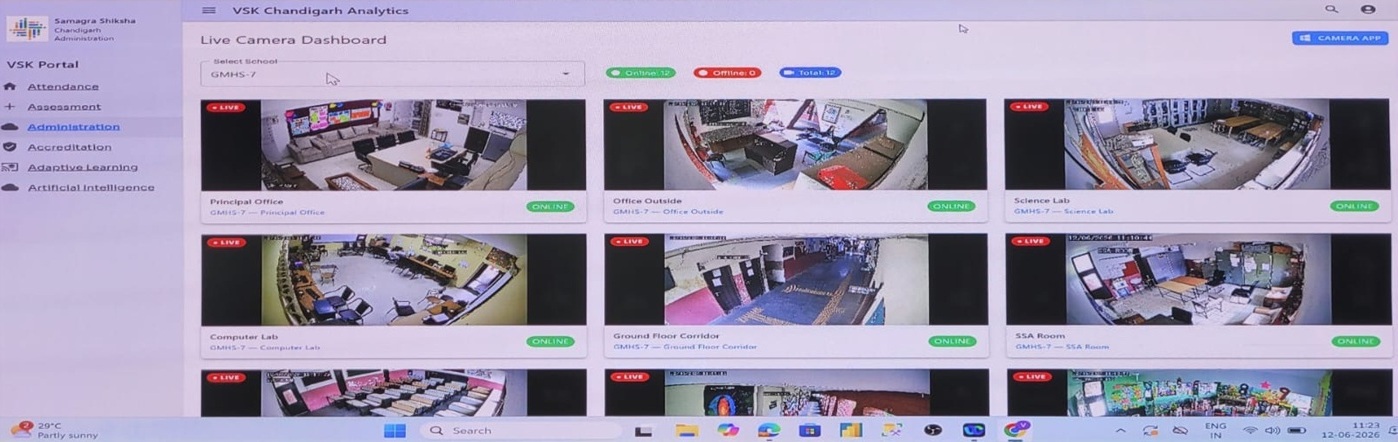 Live CCTV feeds from government schools integrated with the VSK Portal